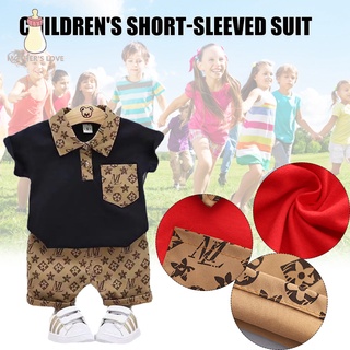 Unisex ropa de bebé verano de manga corta niños Polo traje de camiseta y pantalones cortos trajes