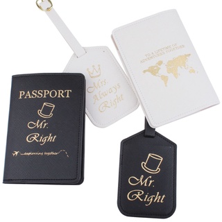 re 1set cuero pu equipaje etiqueta mr./sra. pasaporte caso cartera para parejas luna de miel organizador de viaje (5)