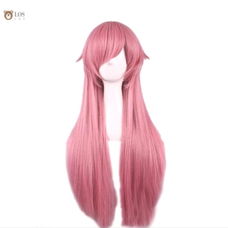 80cm largo recto Anime peluca Mirai Nikki pelo rosa sintético pelucas Cosplay para el futuro diario Yuno Gasai (3)