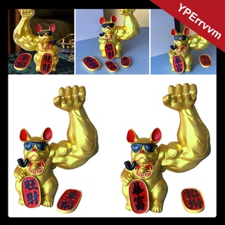 [venta caliente] brazo fuerte gato suerte figura estatua dorada creativa feng shui animal decoración del hogar dinero suerte fortuna coleccionables para