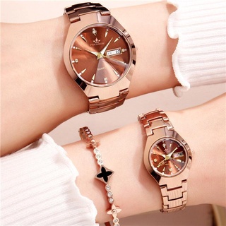 Reloj de pareja genuino de mujer ultrafino de moda coreana tungsteno de acero Color de los hombres luminoso automático reloj no mecánico estudiante