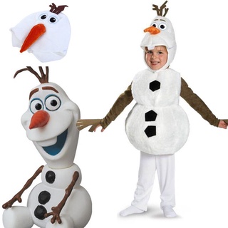 Movie Frozen Snowman Olaf Cosplay Costume Kids Halloween Dress Up Jumpsuit Suit