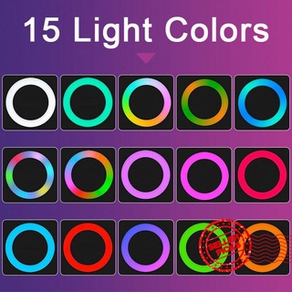 RGB Ring Light Anillo de luz LED Iluminador de mesa Selfie en Grabación Live Photo Instagram T5J6