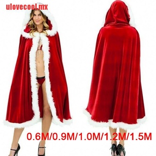 [ulovecool] disfraz de capa de Santa Claus para mujer, capa roja, invierno con capucha
