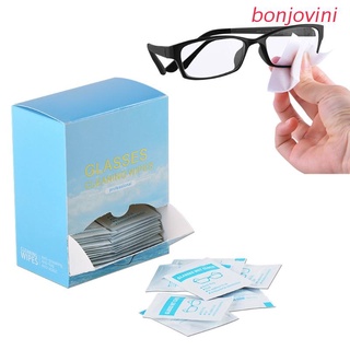 bonjo 100Pcs Lens Cleaning Wipes Pre-Moistened Individually Wrapped Screens Tablets Camera Lenses Eyeglasses Cleaning Wipe Kit