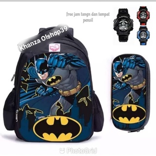 Batman mochilas de escuela primaria gratis estuche y relojes deportivos Khanza