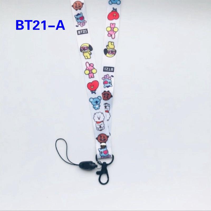 Kpop BTS BT21 moda collar cordón Chimmy Cooky Tata teléfono correa llavero (9)