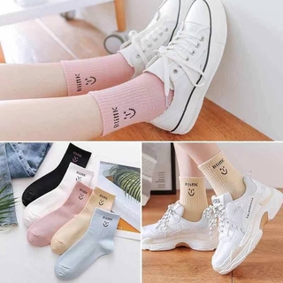 Calcetines De algodón para mujer con cara sonriente/calcetines deportivos Estilo japonés y coreano Harajuku
