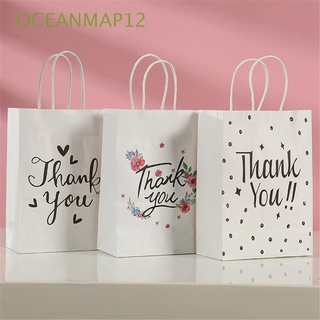 OCEANMAP12 Bolso Bolsa de agradecimiento Patrón impreso Papel kraft Bolsas de papel de regalo Amor embalaje Flor Suministros para la fiesta Bolsa con Asa