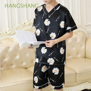 hangshang moda masculino ropa de dormir cómodo de dibujos animados conjuntos de pijama cuello v top pantalones cortos de verano casual suave ropa de dormir