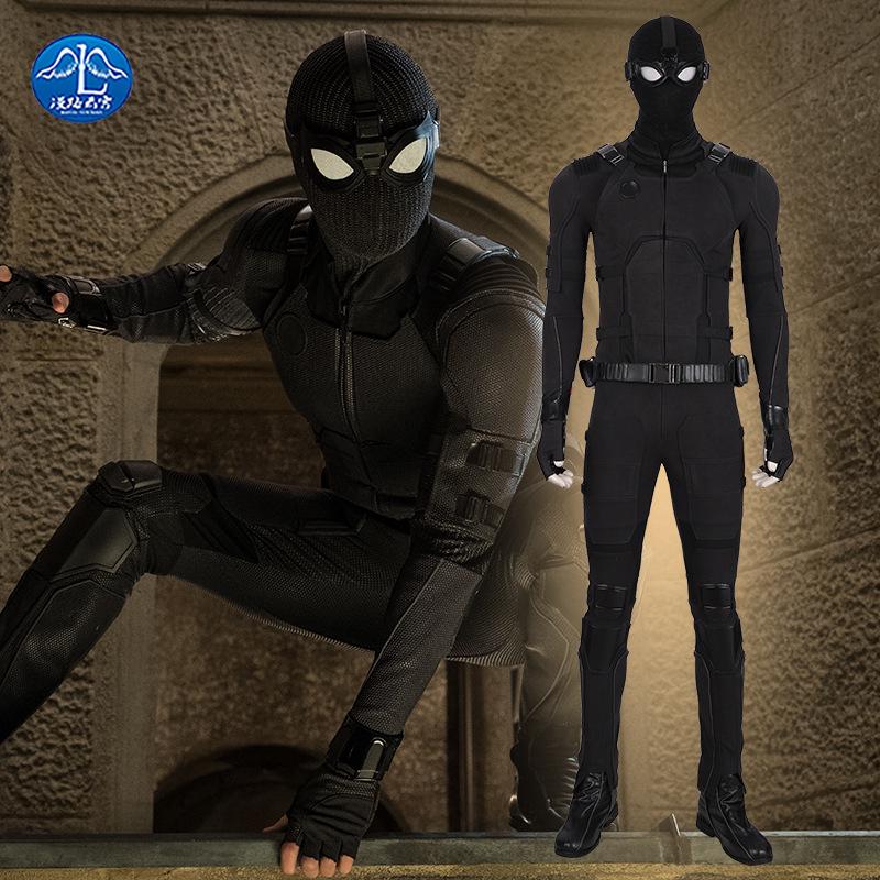 alta calidad spiderman lejos de casa traje cosplay traje negro mono