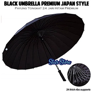 24 dedos Super grande Vintage negro palo paraguas