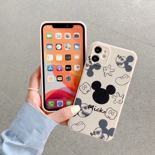 Mickey Minnie Case iPhone 12 Pro Max 11 XR X XS 7 8 Plus Casing Cute Cartoon Disney Lovely Couple Shockproof Corner Protection Lens Protector Anti-Scratch Bumper Square Soft TPU Phone Cover SE 2020 12Mini 8Plus 7Plus (7)