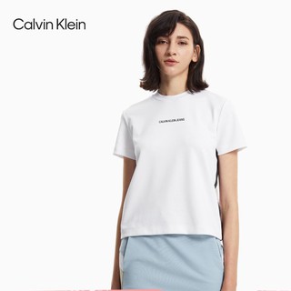 Ck jeans otoño invierno nuevo mujer lacado logotipo offset cinta cuello redondo manga corta camiseta j217180 (1)