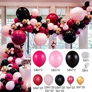 110pcs borgoña rosa globo rojo guirnalda arco kit negro rosa globos de látex boda fiesta de cumpleaños decoraciones globos
