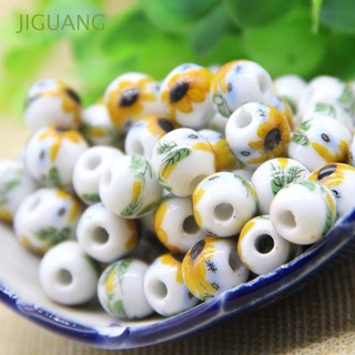 jiguang joyería redonda hacer bricolaje espaciador cuentas de cerámica de las mujeres de la flor de la moda de 10 mm para collar pulsera girasol hallazgos