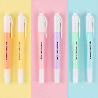 BYTEES Kids Double Head Gift Markers Pen Fluorescent Pen 6Pcs/Set Markers Pastel Drawing Pen School Supplies Stationery Student Supplies DIY Drawing Highlighter Pen (7)