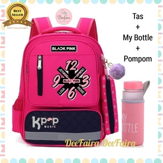 Gruesa mochila PAUD Kindergarten primaria escuela bolsa de niñas mochila niñas negrorosa Kpop música Plus My