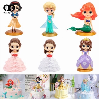 Disney Princess Cake Topper de plástico congelado de dibujos animados decoraciones de fiesta suministros de juguete para niñas