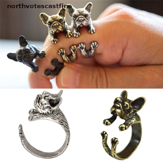 northvotescastfine anillos de envoltura de animales vintage francés bulldog regalo para mujeres y hombres joyería de moda nvcf