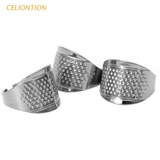 celion 3 piezas de dedo dedal anillo de costura hecho a mano herramienta artesanal tamaño ajustable plata