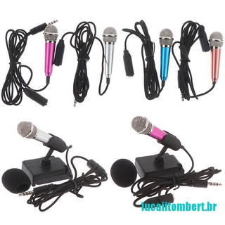 (hot) micrófono portátil de estudio estéreo de 3,5 mm ktv karaoke mini micrófono para teléfono celular pc