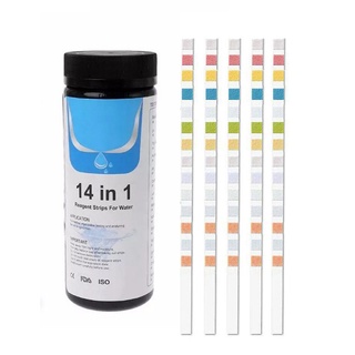 Roadgold 50 Strips 14 in 1 Test Strips Swimming Pool Spa Reagent Strips for Water pH Chlo RGB