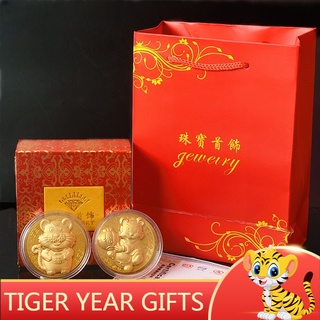 2022 Tiger Year Lucky Gold Coin regalos caja Set dólar dinero papel de oro año nuevo