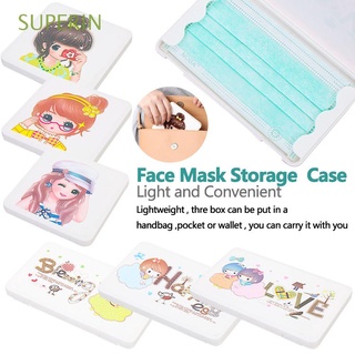 SUPERIN Moda F. Caja de máscara No contaminante Caja vacía Recipiente de dibujo animado Carpeta de|Plástico Portátil Polvo Organizador de viajes