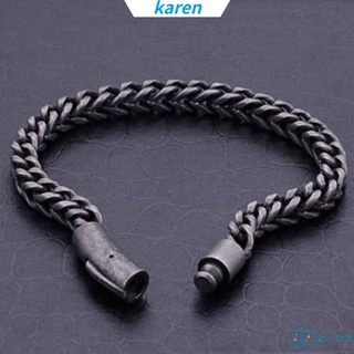 Karen Punk pulsera nueva cadena de eslabones de acero inoxidable hombres moda joyería Color negro brazalete