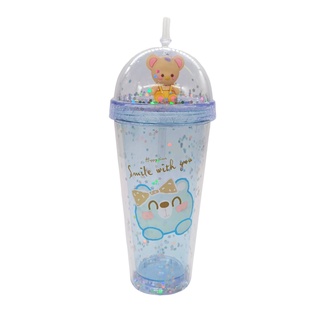 Vaso Botella De Agua Acrilico Hidrogel Con Popote Infantil Niño Diseños 400ml (2)