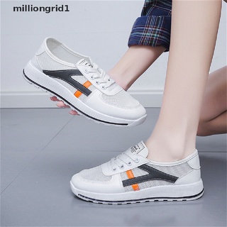 [milliongrid1] Women 2021 Casual Shoes Fashion White Women Vulcanized Shoes Round Mesh Lace-Up Platform Sneakers Hot Product