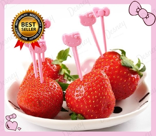 8pzas/set Hello Kitty fruta para niños dibujos animados Snack pastel de desert comida frutales Pick Toothpick fiesta decoración (1)