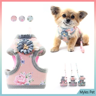 ★〓Myles Pet〓★ Pet Accessories Cat Chest Strap Floral Dog Leash Small and Medium-sized Dog Leash Dog Leash Dog Leash