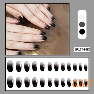 24pcs Black Gradients Wear Long Paragraph Fashion Manicure Patch False Nails Save Time Wearable Nail Patch (2)