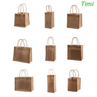 Timi Burlap Tote bolsa de la compra de yute bolsas reutilizables bolsa de comestibles con asa