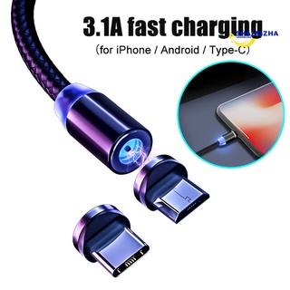 shangzha 1/2m 3.1A Micro USB Type-C Magnetic Fast Charging Data Cable for Android iPhone
