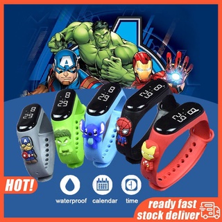 M3 UI Reloj electrónico Muñeca Niños para niño Reloj para niños LED Dibujos animados Moda Regalo Natación Reloj impermeable Capitán América Iron Man Spiderman Hulk Batman Stitch