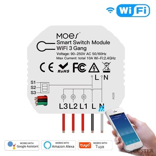 ☆ tuya WiFi Smart Light Switch Mini DIY 3 Gang 1/2 Way Module Smart Life/Tuya App Control Works with Amazon Alexa and Google Home CUSTER