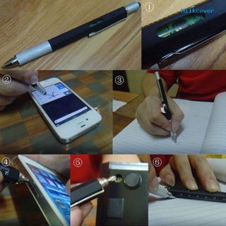 [Milkcover] 6 en 1 Multi-herramienta bolígrafo lápiz capacitivo nivel burbuja regla destornillador regalo (4)