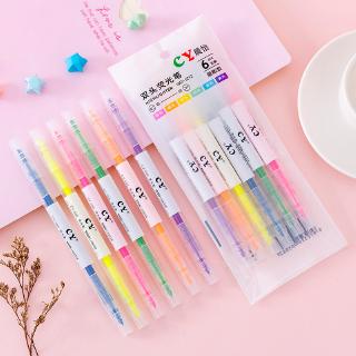 Marcadores de decoración de bolígrafos de doble cabeza de 6 colores para estudiantes