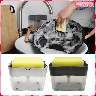 [xmfocjgd] dispensador de jabón para cocina con soporte de esponja - dispensador de jabón 2 en 1 - dispensador de jabón contador superior - recarga instantánea