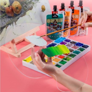 pro paleta de pintura ovalada acrílica transparente mezcla colorete paleta artista pintura suministros