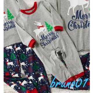 ✪ LH ♔ Coincidencia De La Familia De Navidad Pijamas Conjunto/Romper , Unisex Ciervo Carta Impreso Tops + Patchwork Pantalones Largos
