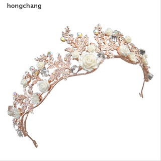 hongchang cristal tiara oro boda corona barroca diamantes de imitación novia pelo corona diadema mx