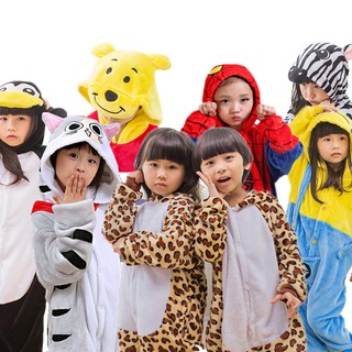Niños leopardo Kigurumi Pajama Kids Girl Anime Overall Cat Pijama Onesie Funny Zebra Onepiece pasear Animal Cosplay