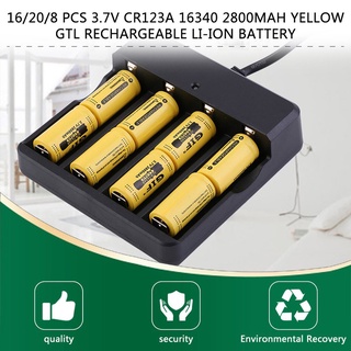 16/20/8 Pcs 3.7V CR123A 16340 2800mAh amarillo GTL recargable Li-Ion batería