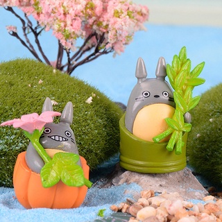 YIYUN Lindo Figurilla en miniatura Artesanía Decoración Bonsai Micro paisaje Miniatura 8 piezas Mi vecino Totoro Oficina Modelo Totoro Anime japonés Adorno de jardín de hadas (3)