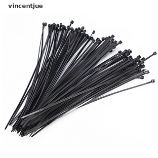 Vincentjue 100pcs 10cm Nylon Plastic Zip Trim Wrap Cable Loop Ties Wire Self-Locking Black MX