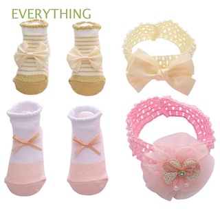 everything 1 set suave calcetines de bebé recién nacido calcetines diadema bebé diadema encaje princesa bebé 0-12 meses bowknot